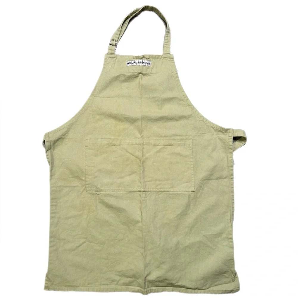 Williams Sonoma Cotton Apron in Light Olive Green